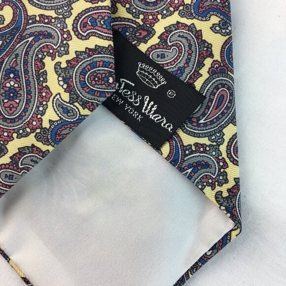 Dress Tie Mens Dress Necktie Countess Mara Yellow Paisley 56" - Picture 4 of 4